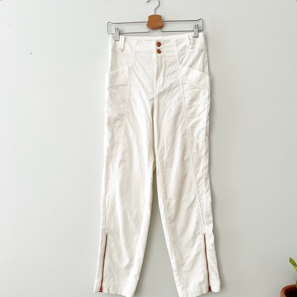 Anthro Pilcro and the Letterpress Pants Off White Corduroy Ankle Zip Casual 26 - Picture 1 of 4
